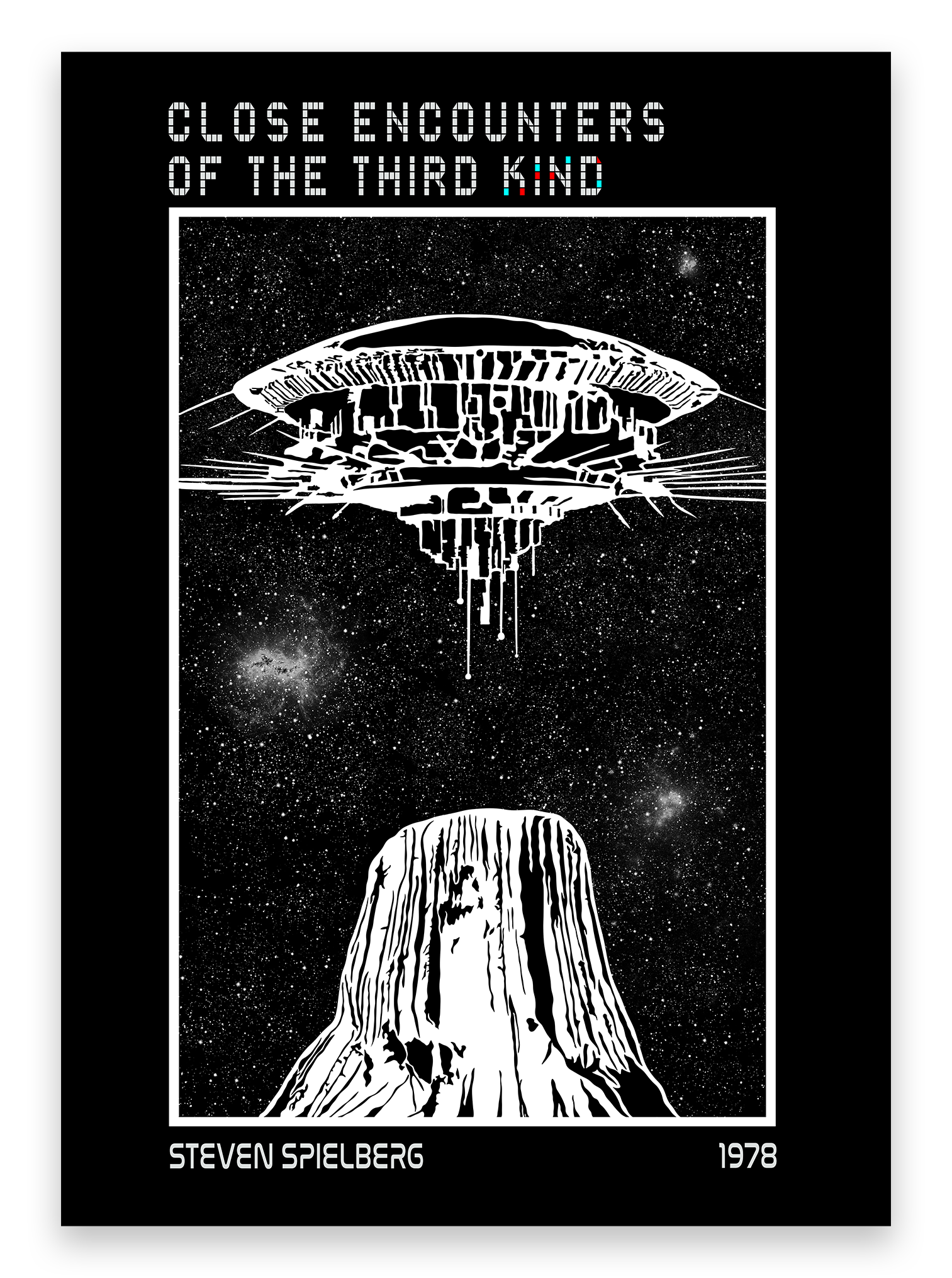 Devils Tower in Black